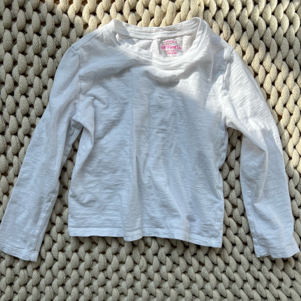 Girls Crew Cuts white slub longsleeve girlfriend tee size XS (4-5)